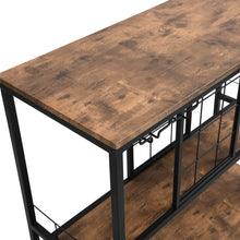 Load image into Gallery viewer, Industrial Wine Rack Table with Glass Holder, Wine Bar Cabinet with Storage
