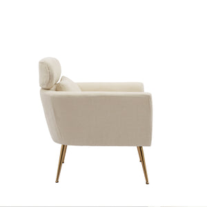 29.5Modern Chenille Accent Chair Armchair Upholstered Reading Chair Single Sofa Leisure Club Chair with Gold Metal Leg