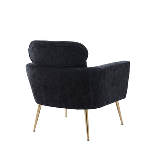 29.5Modern Chenille Accent Chair Armchair Upholstered Reading Chair Single Sofa Leisure Club Chair with Gold Metal Leg