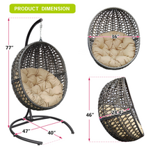 Load image into Gallery viewer, Wicker Basket Swing Chair;  Hanging Egg Chairs with Durable Stand and Waterproof Cushion for Outdoor Patio