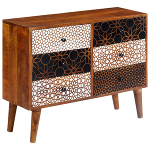 Sideboard with Printed Pattern 35.4"x11.8"x27.6" Solid Mango Wood