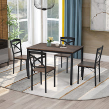 Load image into Gallery viewer, 5-Piece Industrial Wooden Dining Set with Metal Frame and 4 Ergonomic Chairs