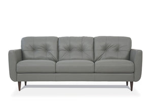 Leatherette Sofa with Tapered Legs and Button Tufted Details; Gray