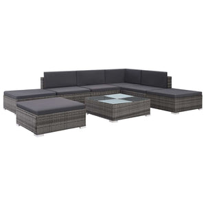 8 Piece Garden Lounge Set with Cushions Poly Rattan Gray