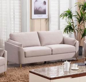 Contemporary 1pc Sofa Beige Color with Gold Metal Legs Plywood Pocket Springs and Foam Casual Living Room Furniture