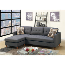 Load image into Gallery viewer, Linen-Like Fabric Reversible Sectional Sofa in Blue Grey