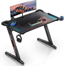 Load image into Gallery viewer, EUREKA ERGONOMIC Z1-S Gaming Desk 44.5&quot; Z Shaped Office PC Computer Gaming Desk Gamer Tables Pro with LED Lights Controller Stand Cup Holder Headphone