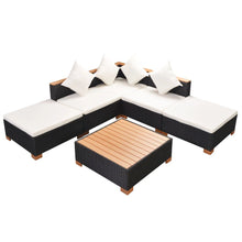 Load image into Gallery viewer, 6 Piece Garden Lounge Set with Cushions Poly Rattan Black