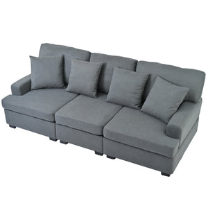 3 Seat Sofa with Removable Back and Seat Cushions and 4 Comfortable Pillows