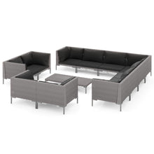 Load image into Gallery viewer, 12 Piece Patio Lounge Set with Cushions Poly Rattan Dark Gray