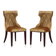 Load image into Gallery viewer, Manhattan Comfort Reine Antique Gold and Walnut Velvet Dining Chair (Set of Two)