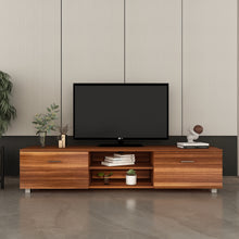 Load image into Gallery viewer, Media Console Entertainment Center Television Table, 2 Storage Cabinet with Open Shelves .