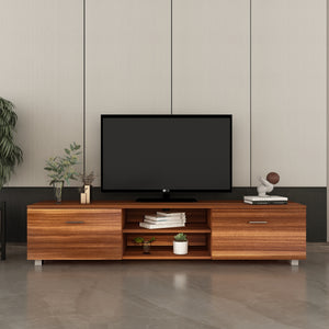 Media Console Entertainment Center Television Table, 2 Storage Cabinet with Open Shelves .