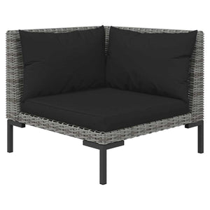 7 Piece Patio Lounge Set with Cushions Poly Rattan Dark Gray