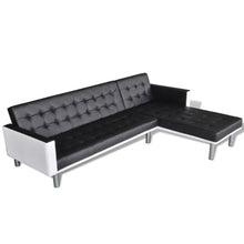 Load image into Gallery viewer, L-shaped Sofa Bed Artificial Leather Black and White
