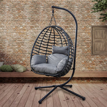Load image into Gallery viewer, Outdoor Rattan Hanging Oval Egg Chair in Stock