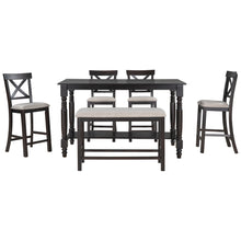Load image into Gallery viewer, 6-Piece Counter Height Dining Table Set Table with Shelf 4 Chairs and Bench for Dining Room