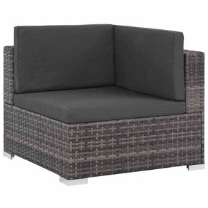 8 Piece Garden Lounge Set with Cushions Poly Rattan Gray