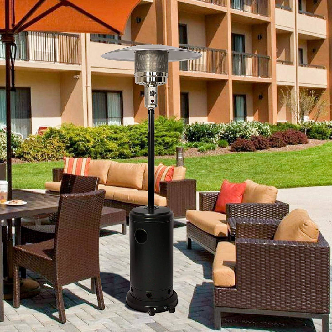 Bosonshop Outdoor Propane Heater Portable Patio Heater With Wheels 87 Inches Tall 36000 BTU for  Commercial Courtyard (Black)