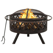Load image into Gallery viewer, Rustic Fire Pit with Poker 29.9&quot; XXL Steel