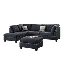 Load image into Gallery viewer, Polyfiber Reversible Sectional Sofa with Ottoamn in Black