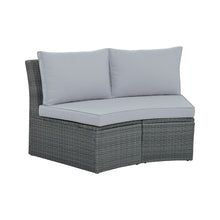 Load image into Gallery viewer, 10-Piece Outdoor Sectional Half Round Patio Rattan Sofa Set; PE Wicker Conversation Furniture Set for Free Combination; Light Gray