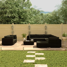 Load image into Gallery viewer, 10 Piece Garden Lounge Set with Cushions Poly Rattan Black