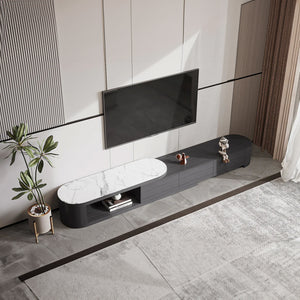 Black Color Modern Sintered Stone And Ash Wood TV Cabinet