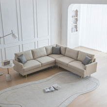 Load image into Gallery viewer, L-Shaped Corner Sectional Technical leather Sofa with pillows; beige
